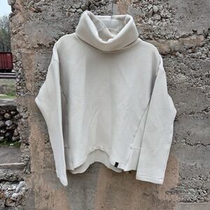 Varley Women Size Small Ribbed Turtleneck Oversized Boxy Sweatshirt Top Cream